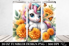 Cute Baby Unicorn with Marigold | 20 oz Tumbler Product Image 2