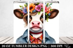 Vibrant Baby Cow with Floral Wreath 20 Oz Tumbler Product Image 2