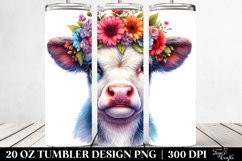 Vibrant Baby Cow with Floral Wreath 20 Oz Tumbler Product Image 2