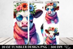 Vibrant Baby Cow with Floral Wreath 20 Oz Tumbler Product Image 2