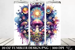 Vibrant Magical Mushroom Clipart, Transparent 20 Oz Tumbler Product Image 2