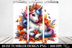 Baby Unicorn with Autumn Leaves. 20 Oz Tumbler Design Product Image 2