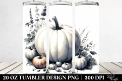 Washed Watercolor Tumbler with Pumpkin Image | 20 oz Tumbler Product Image 2