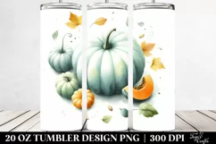 Washed Watercolor Tumbler with Pumpkin Image | 20 oz Tumbler Product Image 2