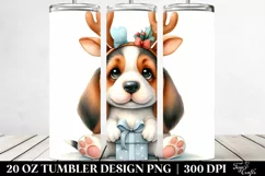 Watercolor Basset Hound Holding Gift Box, Transparent PNG Product Image 2