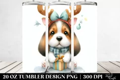 Watercolor Basset Hound Holding Gift Box, Transparent PNG Product Image 2