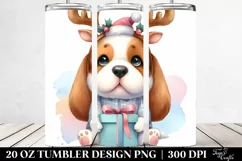 Watercolor Basset Hound Holding Gift Box, Transparent PNG Product Image 2