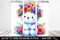 Cartoon Polar Bear Flower Crown | 20 oz Tumbler Product Image 2