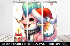 Cute Dragon with Santa Hat 20 Oz Tumbler Product Image 2