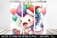 Excited Pastel Dragon with Santa Hat 20 Oz Tumbler Product Image 2