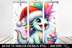 Excited Pastel Dragon with Santa Hat 20 Oz Tumbler Product Image 2