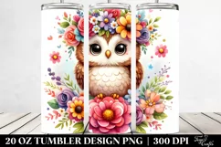 Watercolor Cute Owl 20 Oz Tumbler Product Image 2