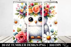 Cute Cartoon-Style Owl with Flower Crown 20 Oz Tumbler Product Image 2