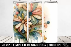 Abstract Pastel Wooden Stained Daisy 20 Oz Tumbler Product Image 2