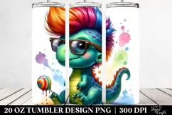 Cute Baby Dinosaur with Floral Wreath, Transparent PNG Product Image 2