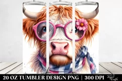 Bored Highland Cow with Flower | 20 Oz Tumbler Product Image 2