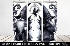 Washed Watercolor Tumbler with Gothic Gnome Design | 20 oz Product Image 2