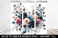 Colorful Floral Black Roses Frame | 20 oz Tumbler Product Image 2