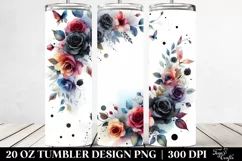 Colorful Floral Black Roses Frame | 20 oz Tumbler Product Image 2