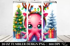 Cute Octopus with Christmas Decor, High-Res PNG Product Image 2