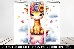 Giraffe with Flower Crown 20 Oz Tumbler Product Image 2