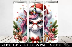 Angry Unicorn with Christmas Decorations 20 Oz Tumbler Product Image 2