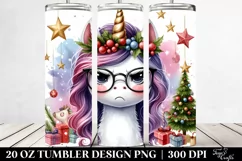 Angry Unicorn with Christmas Decorations 20 Oz Tumbler Product Image 2