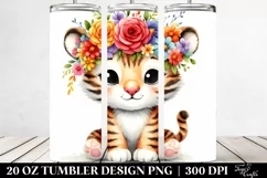 Cartoon-Style Tiger Flower Tumbler Product Image 2