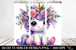Cute Baby Unicorn Floral Tumbler Product Image 2