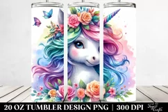 Expressive Baby Unicorn Floral Tumbler Product Image 2