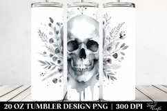 Skull Washed Watercolor Tumbler Design | 20 oz Tumbler Product Image 2