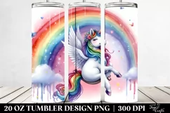 Colorful Unicorn Swinging from a Rainbow | 20 Oz Tumbler Product Image 2