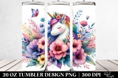 Colorful Unicorn with Flowers | 20 Oz Tumbler Product Image 2