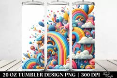 Vibrant Rainbow and Flowers | 20 Oz Tumbler Product Image 2