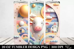 Pastel Cow Clipart, Transparent 20 Oz Tumbler Product Image 2