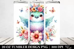 Cartoon Hummingbird Flower Crown Tumbler Product Image 2