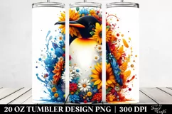 Abstract Penguin and Flowers Tumbler Product Image 2