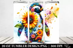 Abstract Penguin and Flowers Tumbler Product Image 2