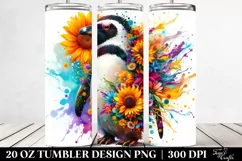 Abstract Penguin and Flowers Tumbler Product Image 2