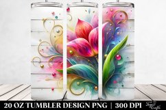 20 Oz Tumbler Sublimation | Colorful Tulip on Wooden Product Image 2