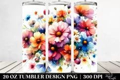 Colorful Watercolor Vibrant Drawing Tumbler Product Image 2