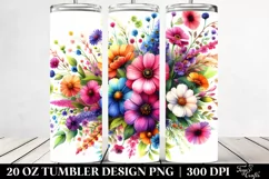 Colorfull Flowers Sublimation Tumbler Design | 20 oz Tumbler Product Image 2