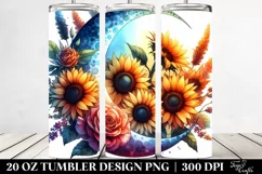 Vibrant Sunflower Half Moon Tumbler Design | 20 oz Tumbler Product Image 2