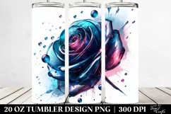 20 Oz Tumbler Sublimation | Glossy Watercolor Rose Product Image 2