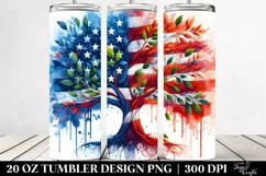 Abstract Tree USA Flag Colors | 20 oz Tumbler Product Image 2