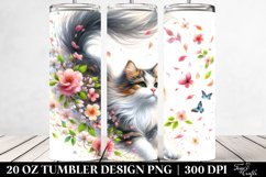 Watercolor Tumbling Cat | 20 Oz Tumbler Product Image 2