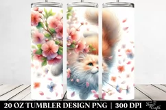 Watercolor Tumbling Cat | 20 Oz Tumbler Product Image 2