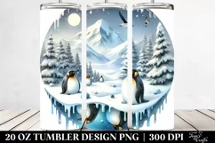 3D Christmas Penguins Watercolor Image | 20 oz Tumbler Product Image 2
