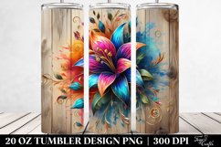 20 Oz Tumbler Sublimation | Colorful Lobelia on Wooden Product Image 2