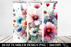 Colorful Wild Flowers Watercolor Image | 20 oz Tumbler Product Image 2